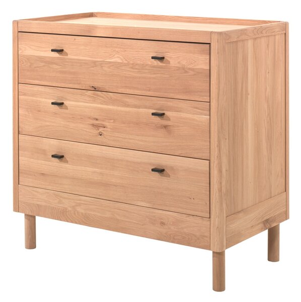Cassettiera per bambini di colore naturale in rovere massiccio 100x95x55 cm Forrest – Vipack