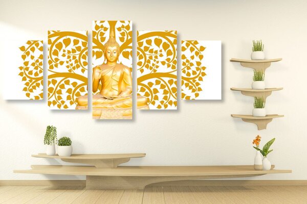 Quadri 5 pezzi – Buddha con l'albero della vita