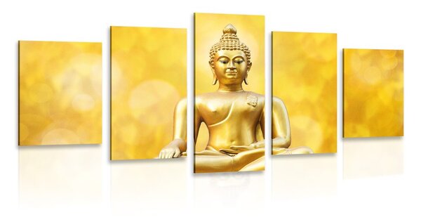Quadri 5 pezzi – Statua dorata di Buddha