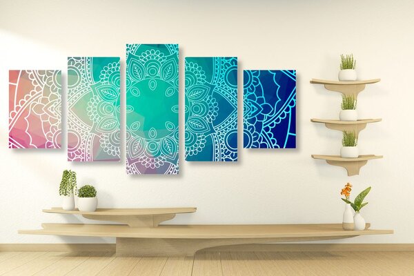 Quadri 5 pezzi – Mandala pastello