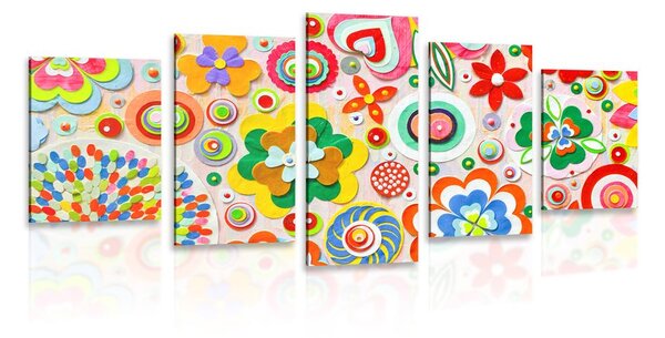 Quadri 5 pezzi – Astrazione di fiori