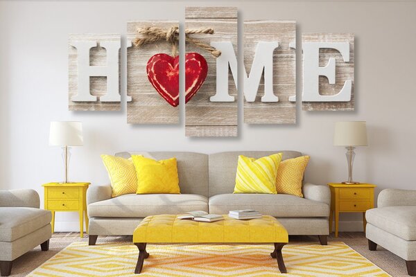 Quadri 5 pezzi – Con scritta Home