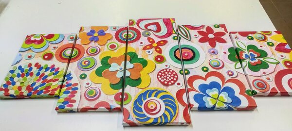 Quadri 5 pezzi – Astrazione di fiori