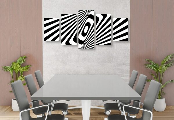 Quadri 5 pezzi – Illusione in bianco e nero