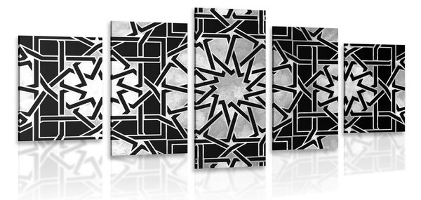 Quadri 5 pezzi – Mosaico orientale in bianco e nero