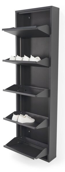 Scarpiera nera in metallo con ante ribaltabili 50x169x15 cm Billy – Spinder Design