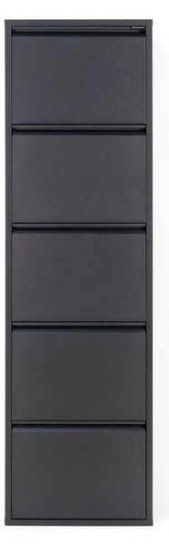 Scarpiera nera in metallo con ante ribaltabili 50x169x15 cm Billy – Spinder Design