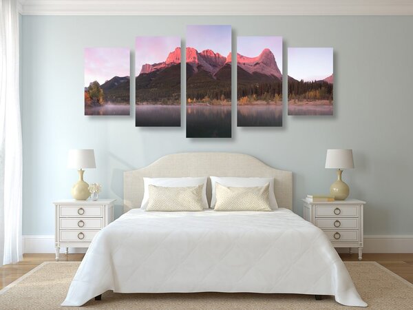 Quadri 5 pezzi – Tramonto sulle Dolomiti