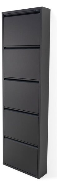 Scarpiera nera in metallo con ante ribaltabili 50x169x15 cm Billy – Spinder Design