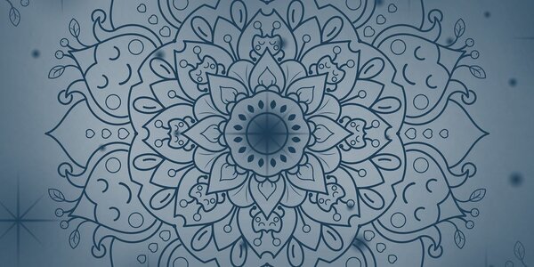 Quadro su tela – Fiore blu scuro di Mandala