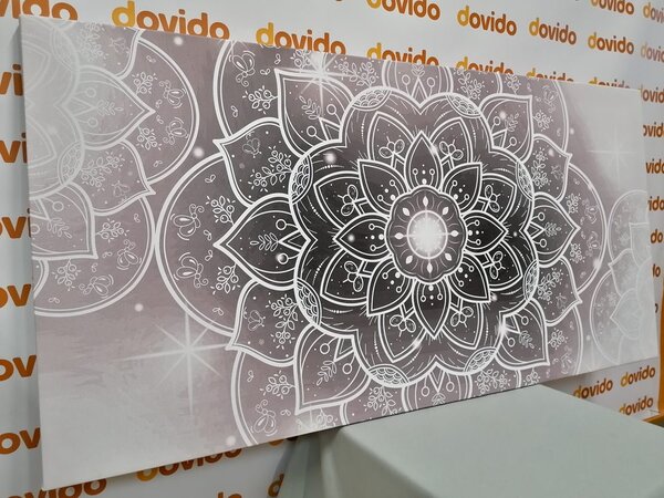Stampa su tela – Mandala orientale in bianco e nero