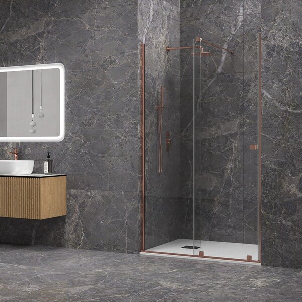 Kamalu porta doccia 150 cm senza telaio color oro rosa | knm4000gr