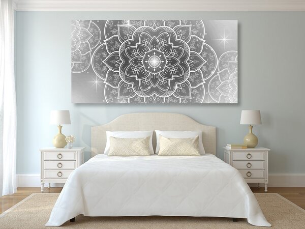 Stampa su tela – Mandala orientale in bianco e nero
