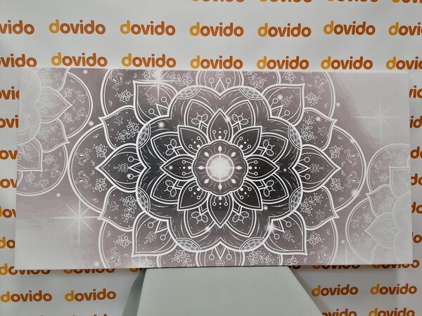 Stampa su tela – Mandala orientale in bianco e nero