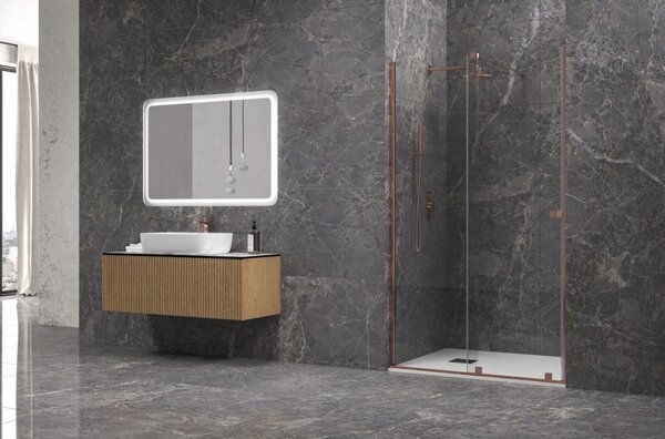 Kamalu porta doccia 150 cm senza telaio color oro rosa | knm4000gr