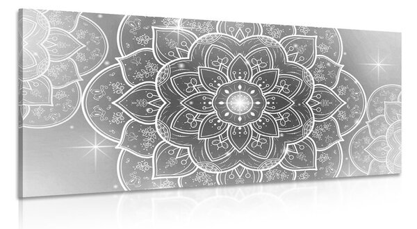 Stampa su tela – Mandala orientale in bianco e nero