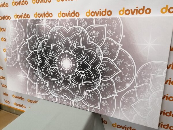 Stampa su tela – Mandala orientale in bianco e nero