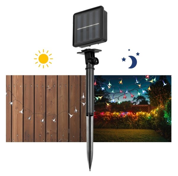 Catena solare LED RGB 50xLED/0,12W/1,2V 1xAA IP44 600 mAh