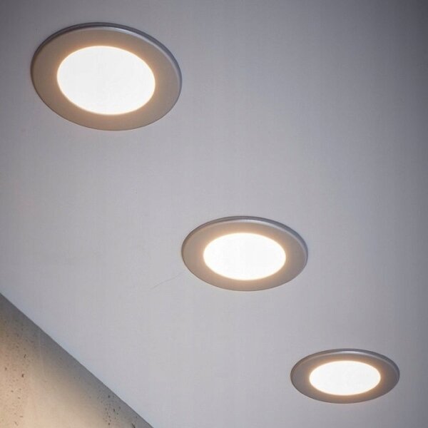 Set da 3 faretti da incasso per bagno LED/6W/230V IP44 argento