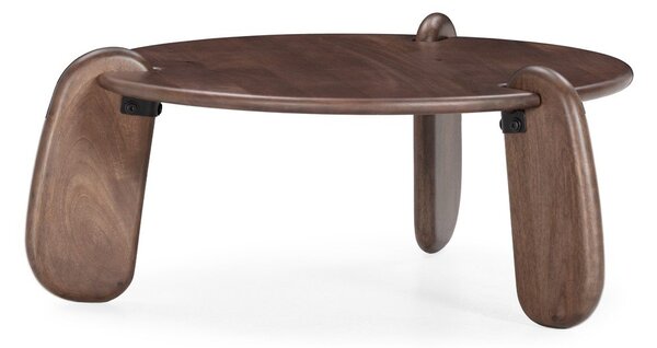 Tavolino da salotto rotondo marrone scuro in mango massiccio ø 80 cm Tamira – MOME