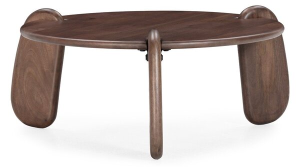 Tavolino da salotto rotondo marrone scuro in mango massiccio ø 80 cm Tamira – MOME