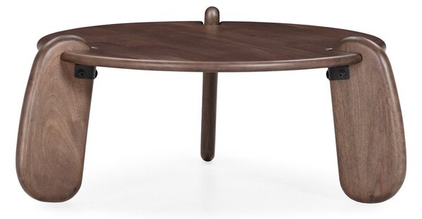 Tavolino da salotto rotondo marrone scuro in mango massiccio ø 80 cm Tamira – MOME