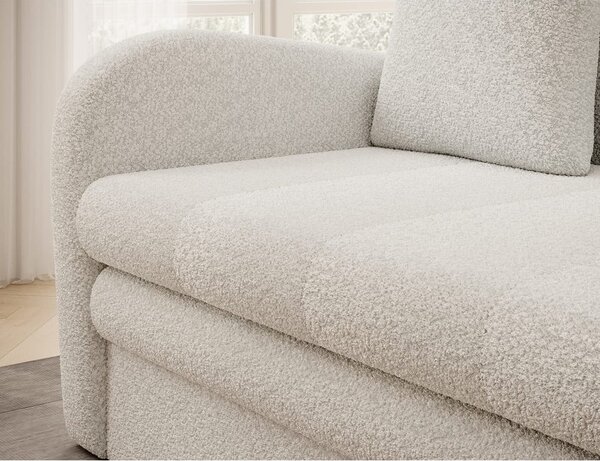 Divano bianco allungabile/con contenitore e rivestimento in bouclé 130 cm Ario – ELTAP