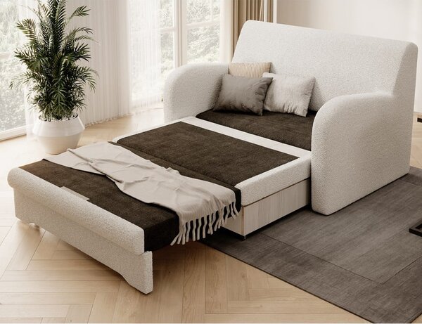 Divano bianco allungabile/con contenitore e rivestimento in bouclé 130 cm Ario – ELTAP