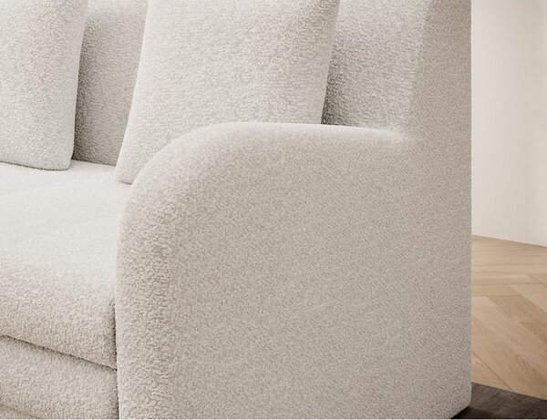 Divano bianco allungabile/con contenitore e rivestimento in bouclé 130 cm Ario – ELTAP