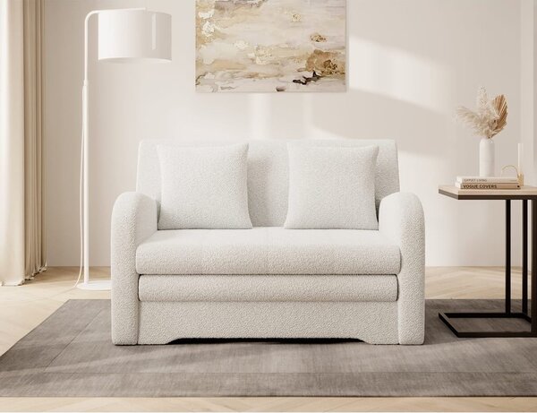 Divano bianco allungabile/con contenitore e rivestimento in bouclé 130 cm Ario – ELTAP