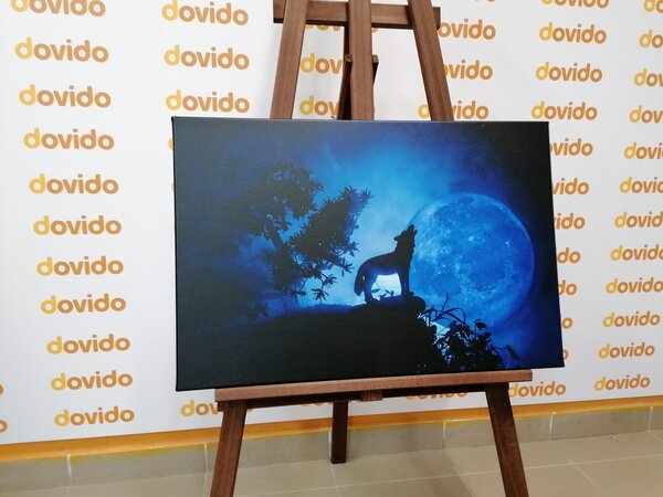 Quadro su tela – Lupo alla luna piena