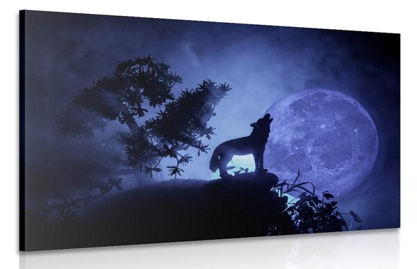 Quadro su tela – Lupo alla luna piena