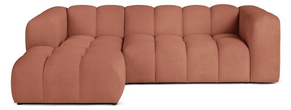 Divano angolare color terracotta (con penisola a sinistra/con chaise lounge) con rivestimento in velluto Cube – Bonami Selection