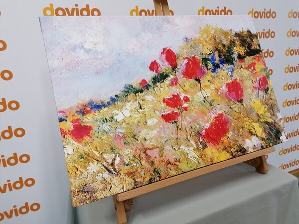 Quadro su tela – Papaveri dipinti sul prato