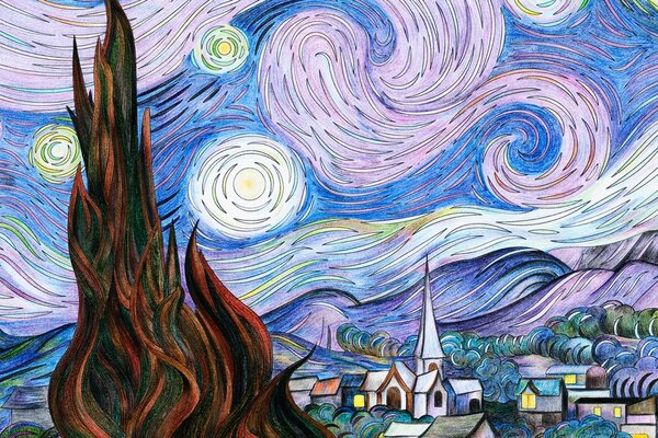 Quadro su tela – Riproduzione Notte stellata - Vincent van Gogh