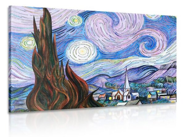 Quadro su tela – Riproduzione Notte stellata - Vincent van Gogh