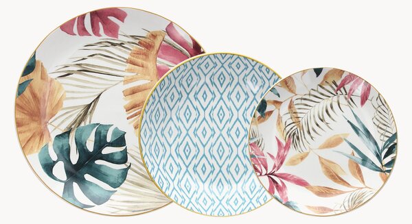 Servizio di piatti in porcellana Madison Tropical Rose, 6 persone, set da 18