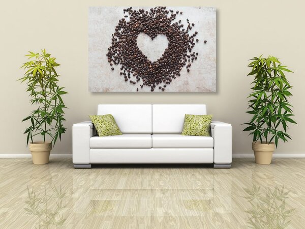 Quadro su tela – Cuore di chicchi di caffè