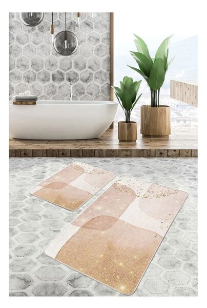 Set di tappetini per il bagno beige in velluto 2 pz 60x100 cm – Mila Home