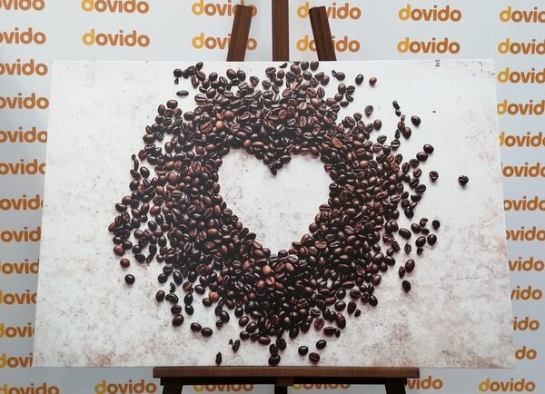 Quadro su tela – Cuore di chicchi di caffè