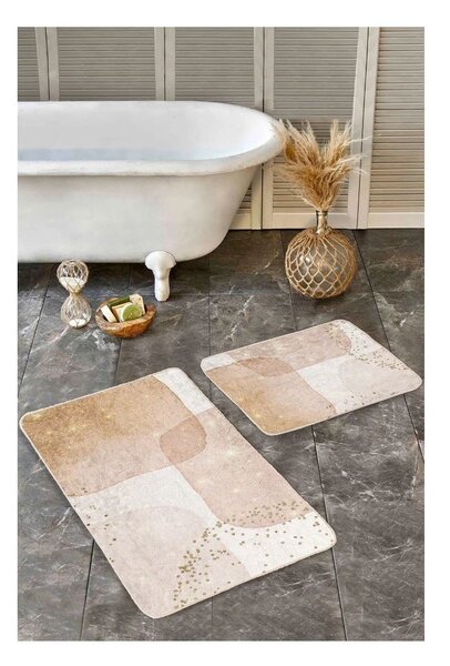 Set di tappetini per il bagno beige in velluto 2 pz 60x100 cm – Mila Home