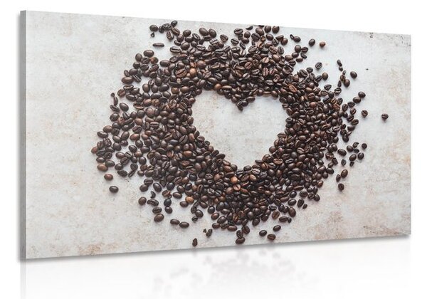 Quadro su tela – Cuore di chicchi di caffè