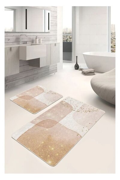 Set di tappetini per il bagno beige in velluto 2 pz 60x100 cm – Mila Home