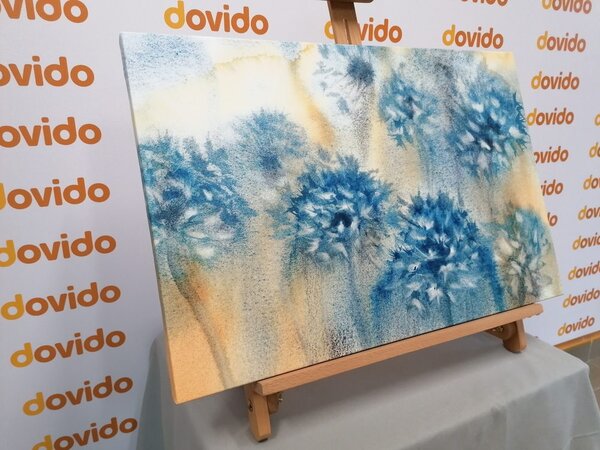 Quadro su tela – Dente di leone blu in acquerello