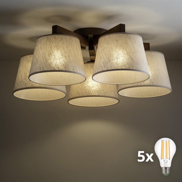BRILAGI - Lampadario LED da soffitto LATTE 5xE27/15W/230V pino/crema