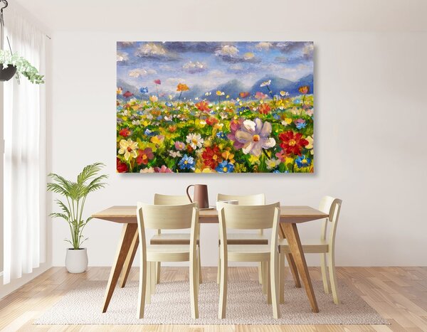 Stampa su tela – Pittura a olio di fiori selvatici
