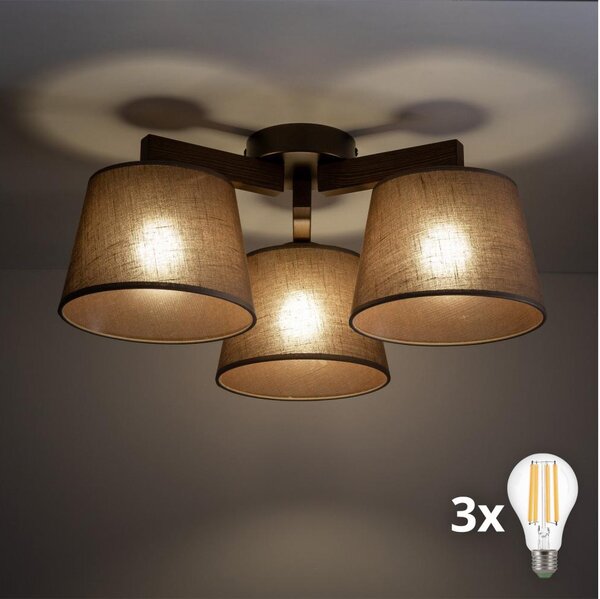 BRILAGI - Lampadario LED da soffitto a montaggio superficiale LATTE 3xE27/15W/230V pino/marrone