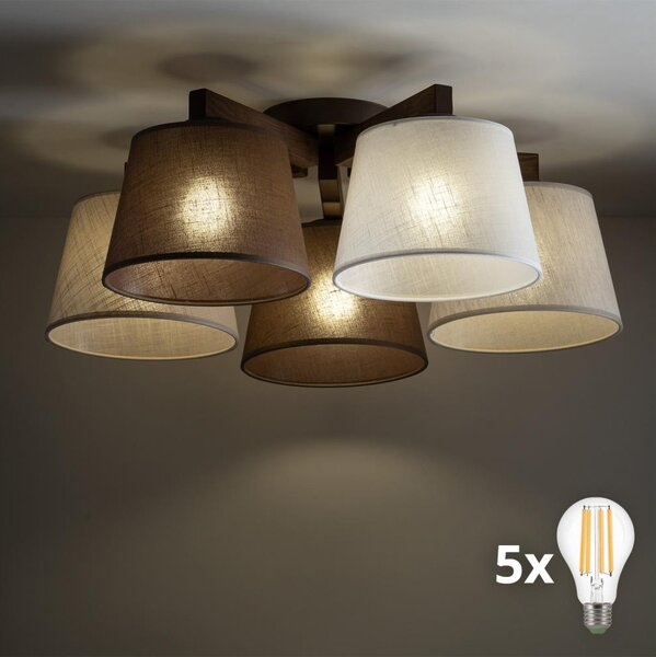 BRILAGI - LED Lampadario a soffitto LATTE 5xE27/15W/230V pino/mix