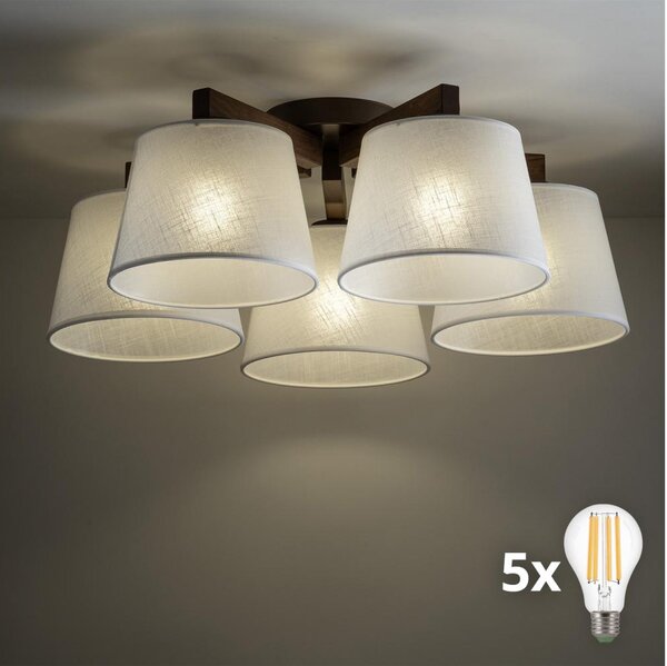 BRILAGI - Lampadario a plafone LED LATTE 5xE27/15W/230V pino/bianco