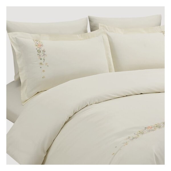 Set copripiumino e federa color crema in raso di cotone per letto singolo con lenzuolo incluso/6 pezzi 140x200 cm Maison Bloom – Mila Home Luxury